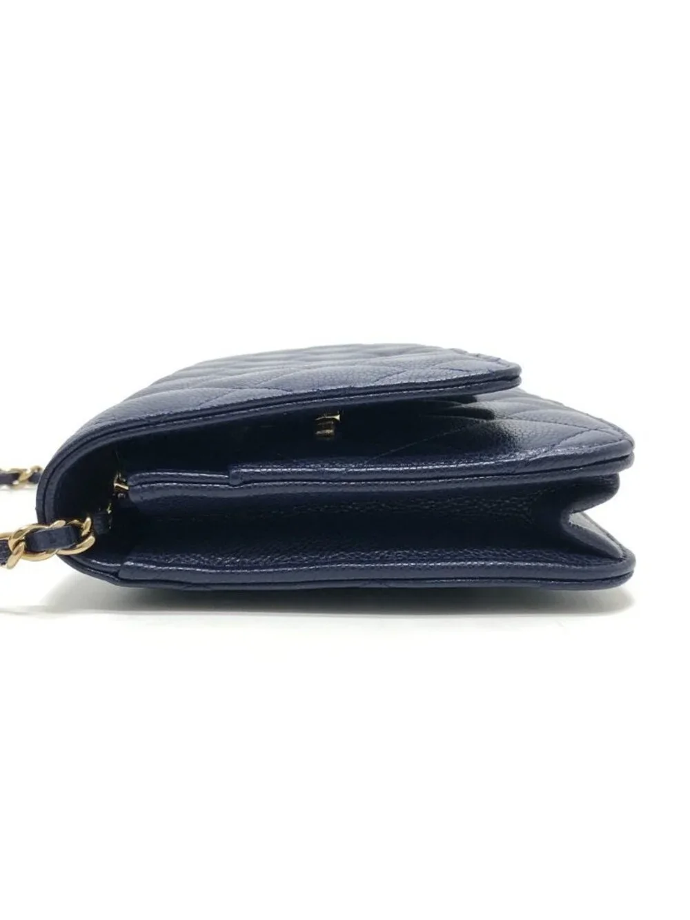 Chanel Shoulder Bag CC Logo Classic Caviar Leather Blue
